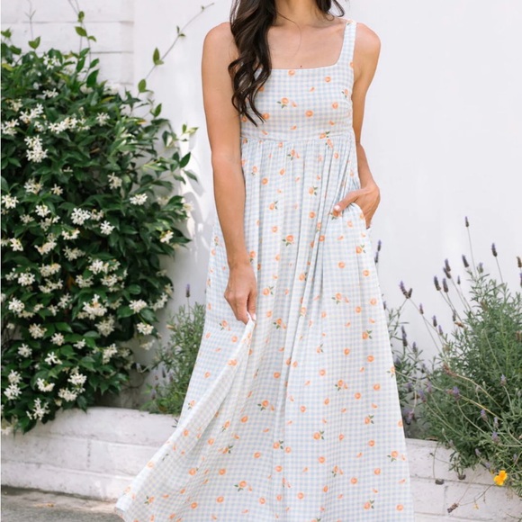 Morning Lavender Dresses & Skirts - Charming Floral Maxi Dress in White and Orange